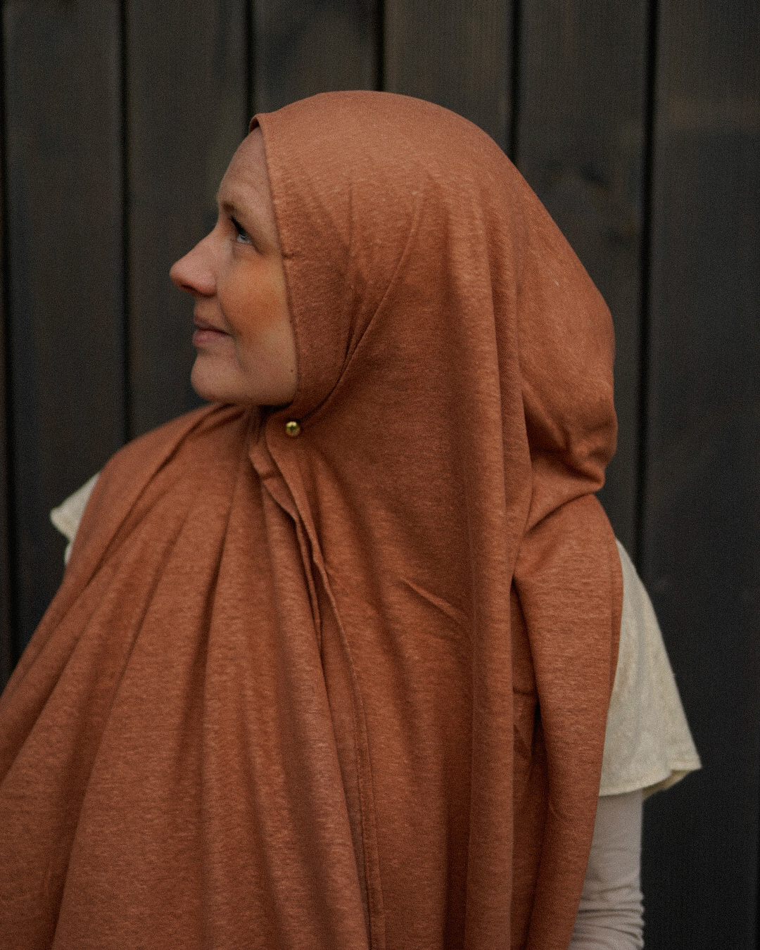 Jersey Hijab "Leena" - 100% Leinen - Lava Mocha