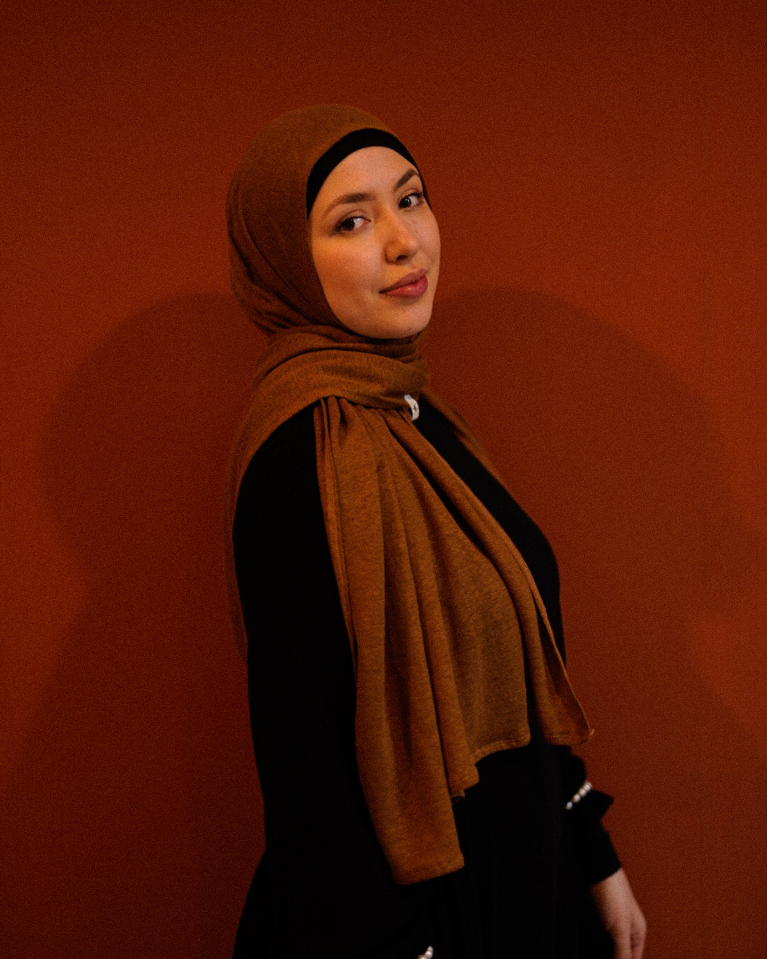 Jersey Hijab "Leena" - 100% Leinen - Teak