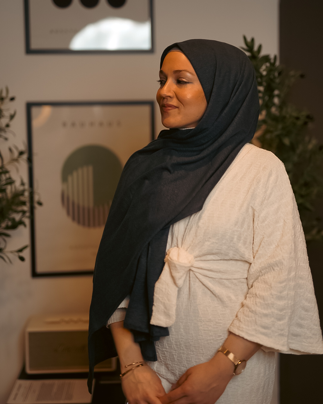 Jersey Hijab "Leena" - 100% Leinen - Stone