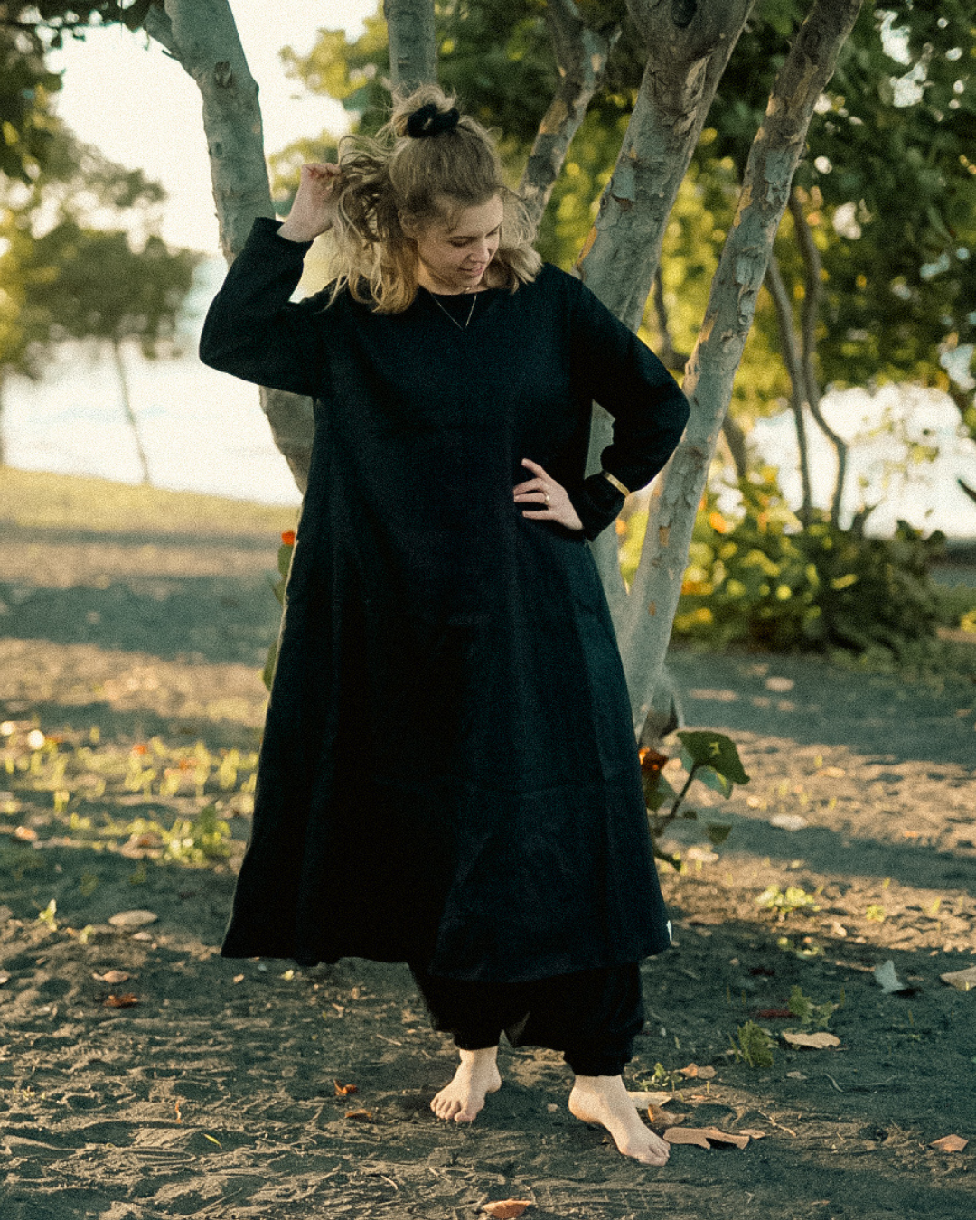 Linen & cotton tunic dress "Amba" (Volcanic Sand)