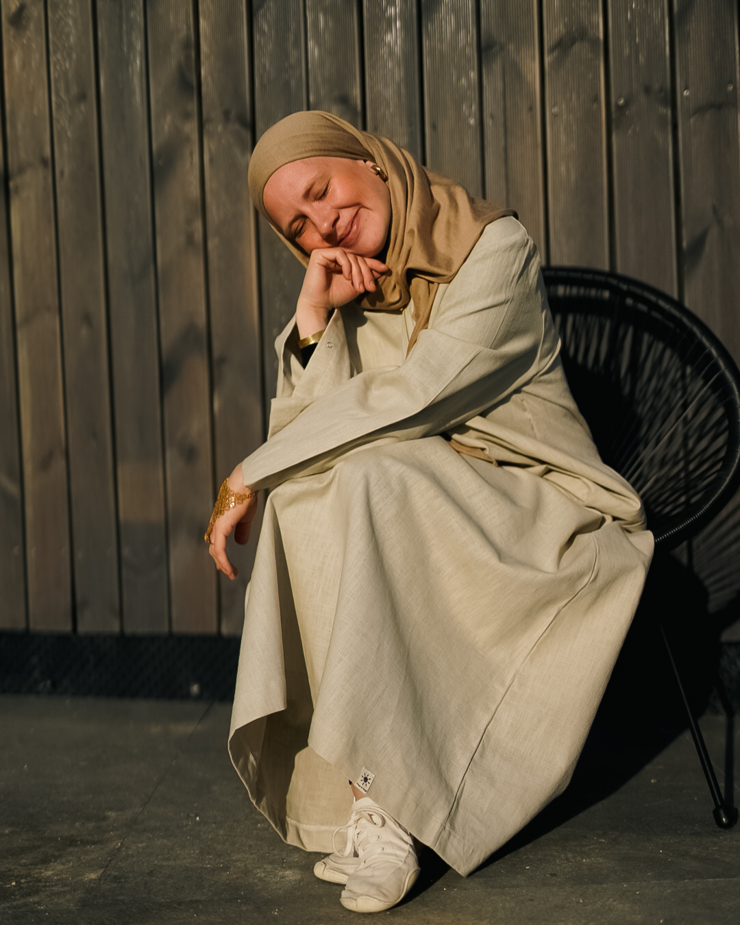 Leinen Abaya "Alma" mit Baumwolle - natural