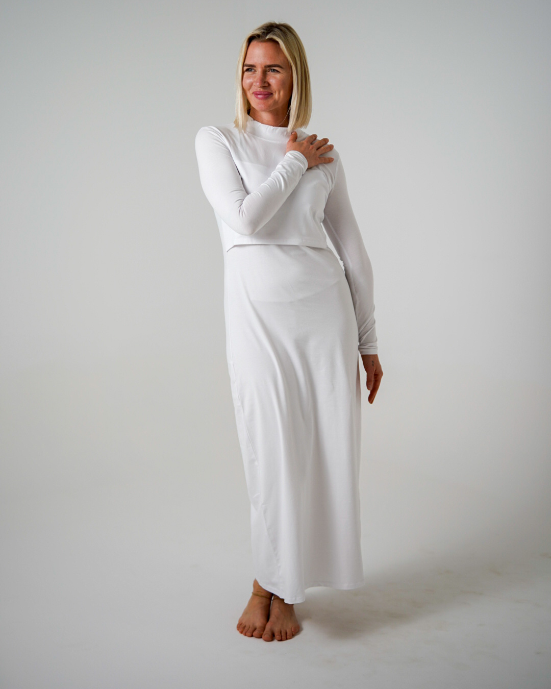 Sous-vêtement à manches longues en coton biologique « Luna » (blanc)