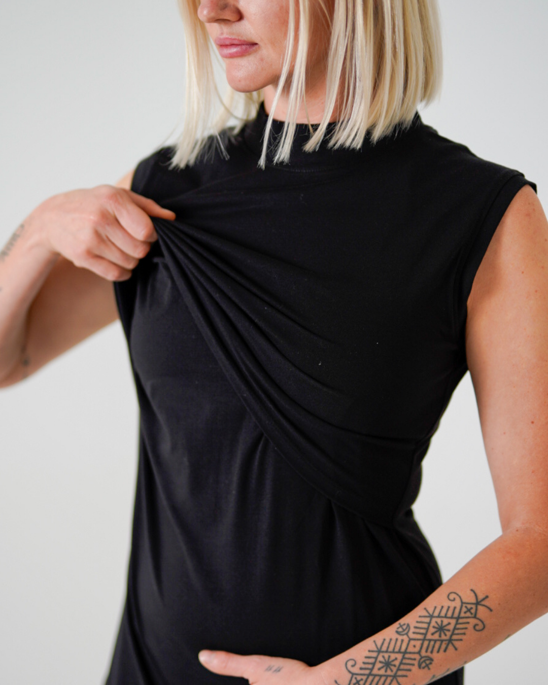 Sous-vêtement sans manches en coton biologique « Luna » (noir)