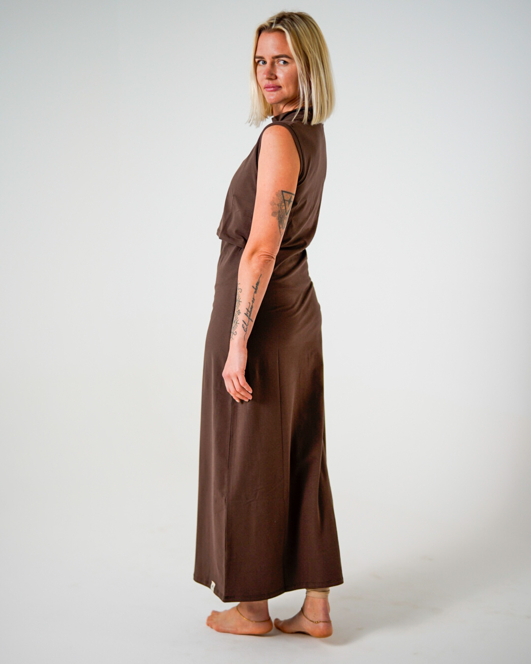 Sous-vêtement sans manches en coton biologique « Luna » (chocolat)