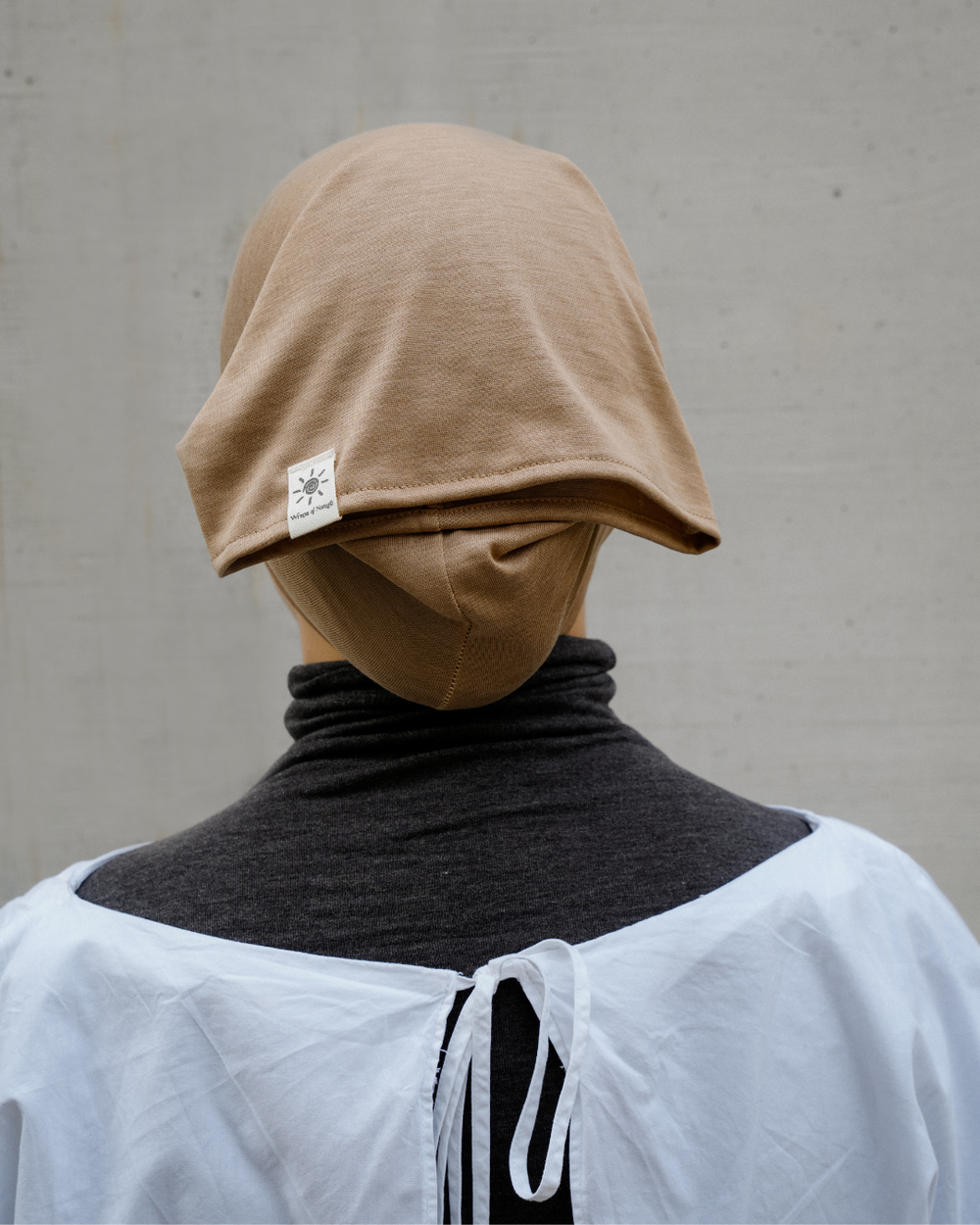 Schlauchbonnet aus Seide und Bio-Baumwolle "Mariposa" (Beige)