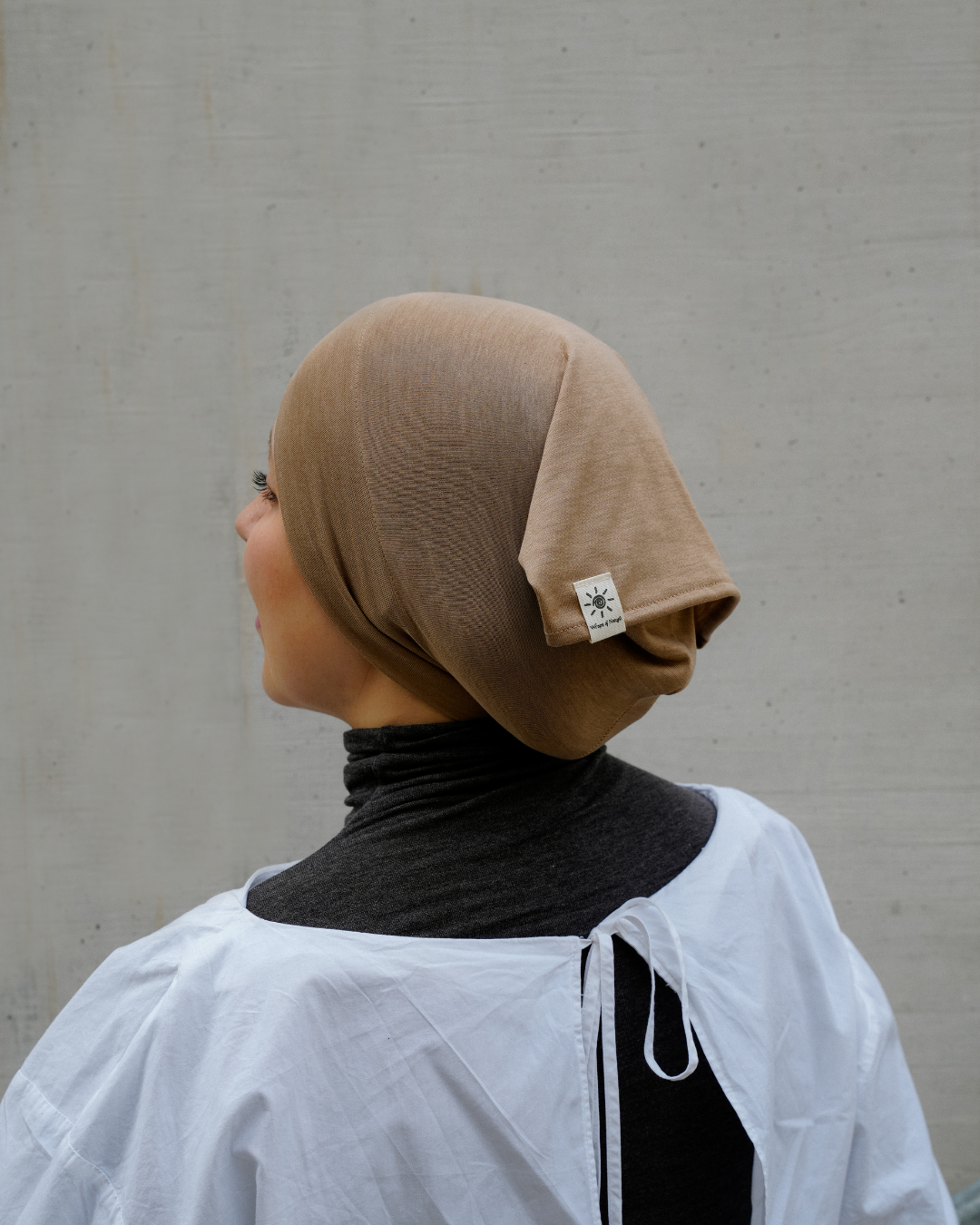 Bonnet tube en soie et coton bio "Mariposa" (beige)