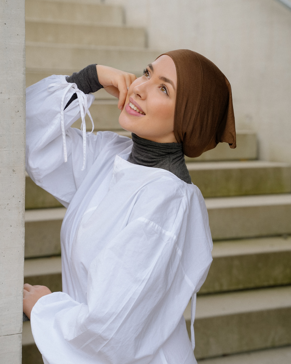 Schlauchbonnet aus Seide und Bio-Baumwolle "Mariposa" (Chestnut)