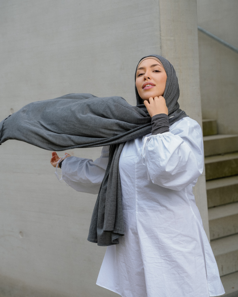 "Mariposa" XXL aus Seide und Bio-Baumwolle (Grey Melange)