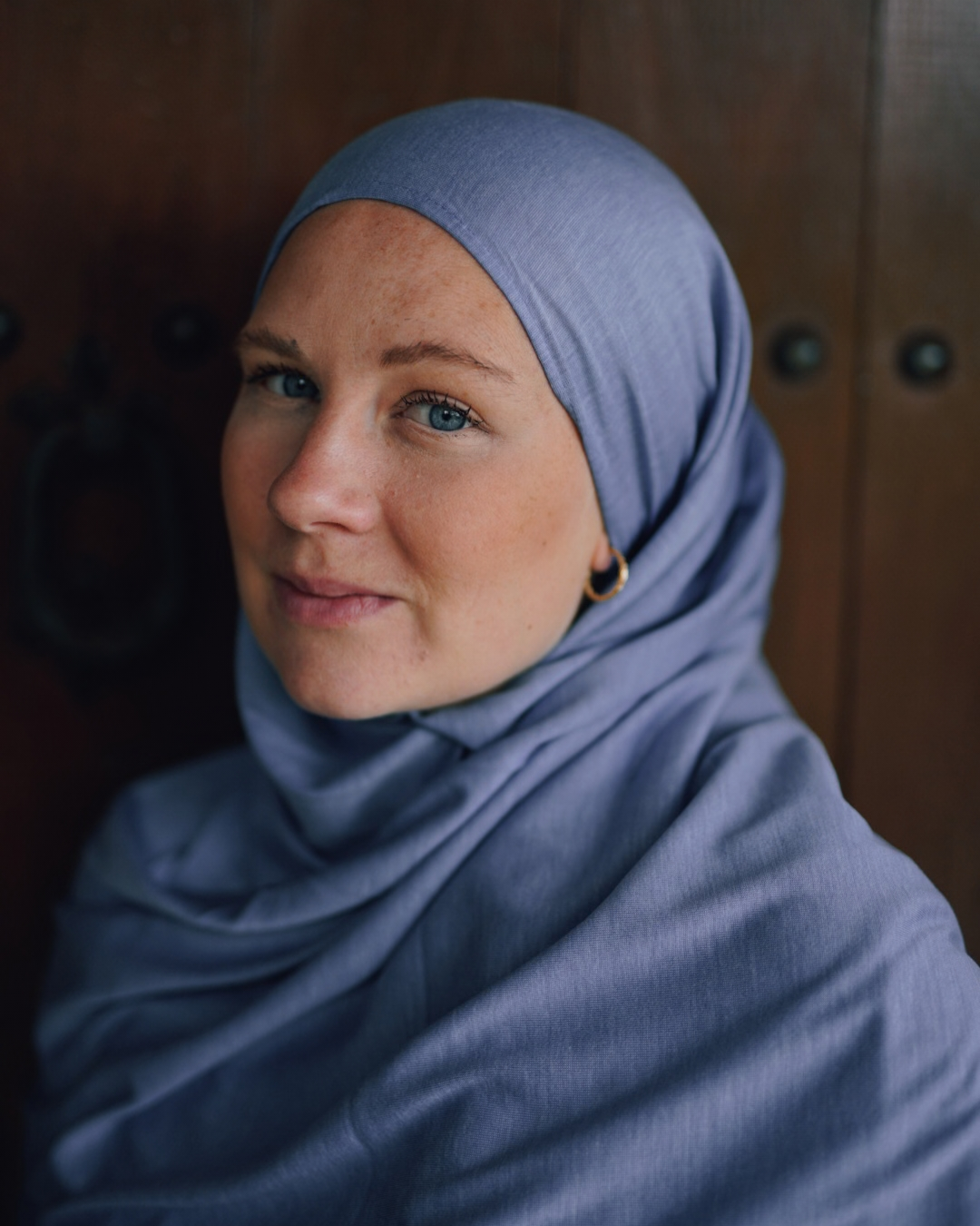 Premium Jersey Hijab "Mariposa" aus Seide und Bio-Baumwolle (Azzurro)