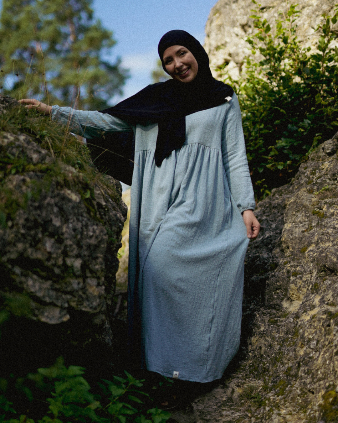 Cotton Abaya "Maya" aus Baumwolle (Elsa Blue)