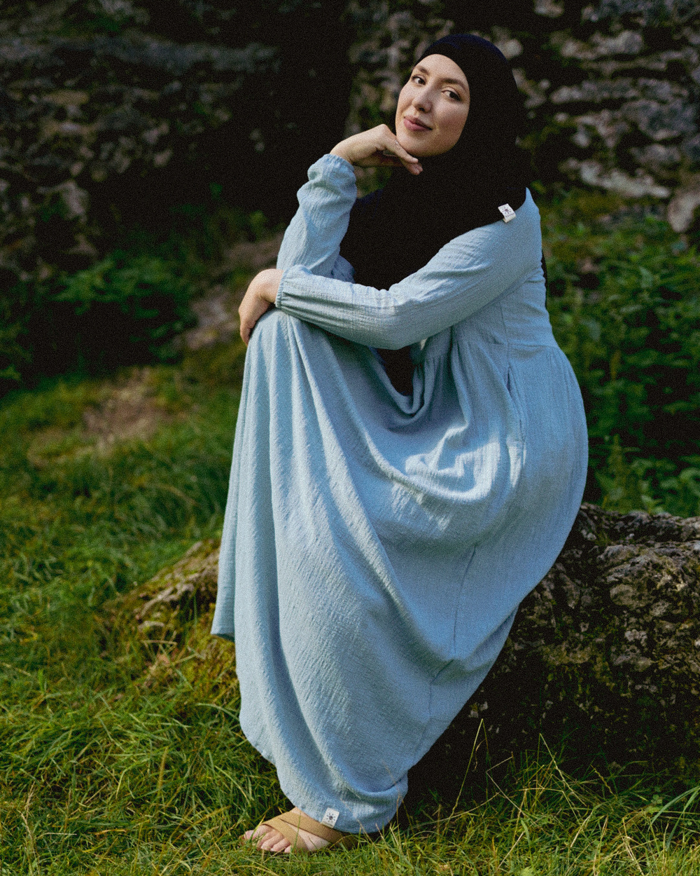 Cotton Abaya "Maya" aus Baumwolle (Elsa Blue)