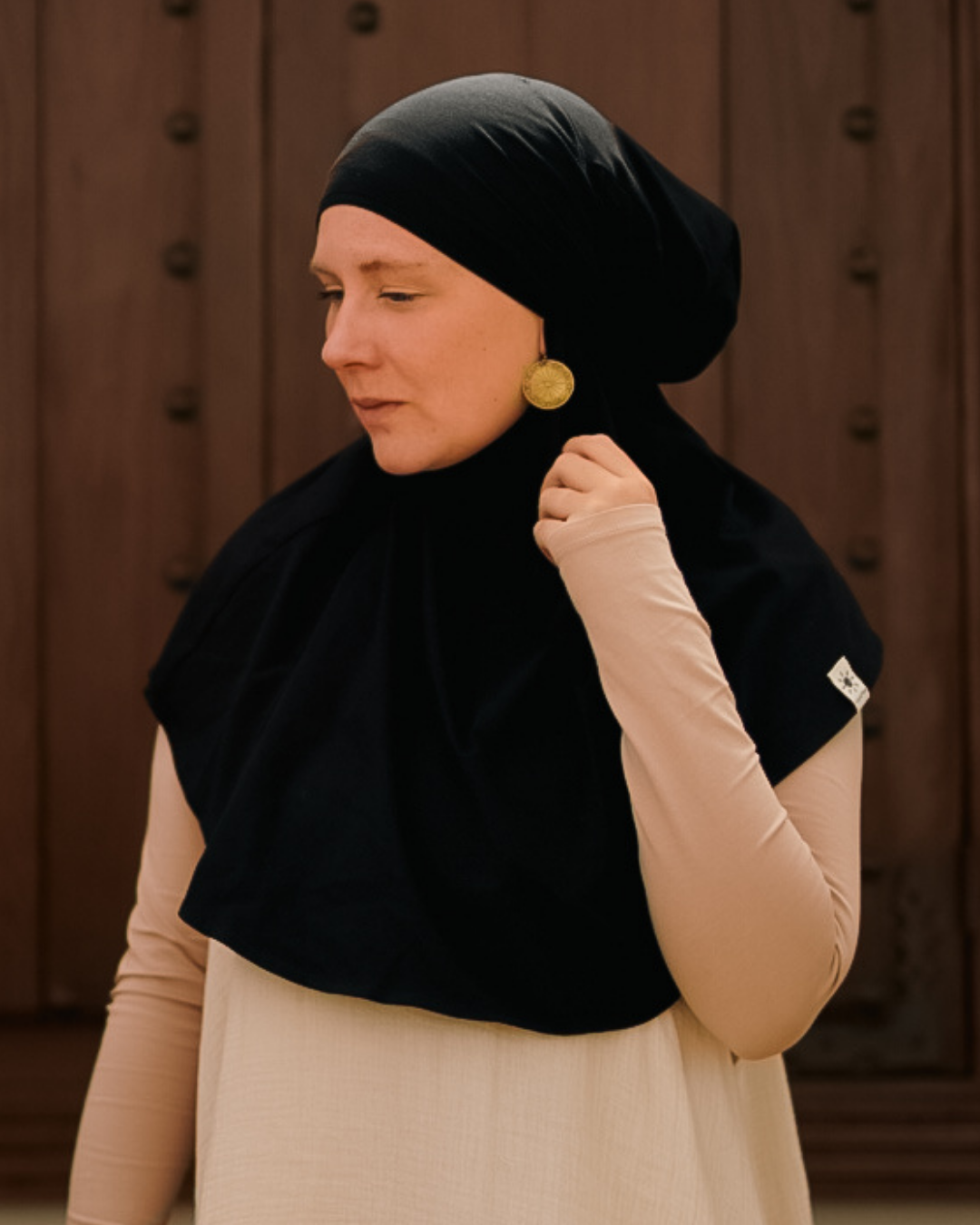 Mini Jersey Khimar Made from Organic Cotton (Black)