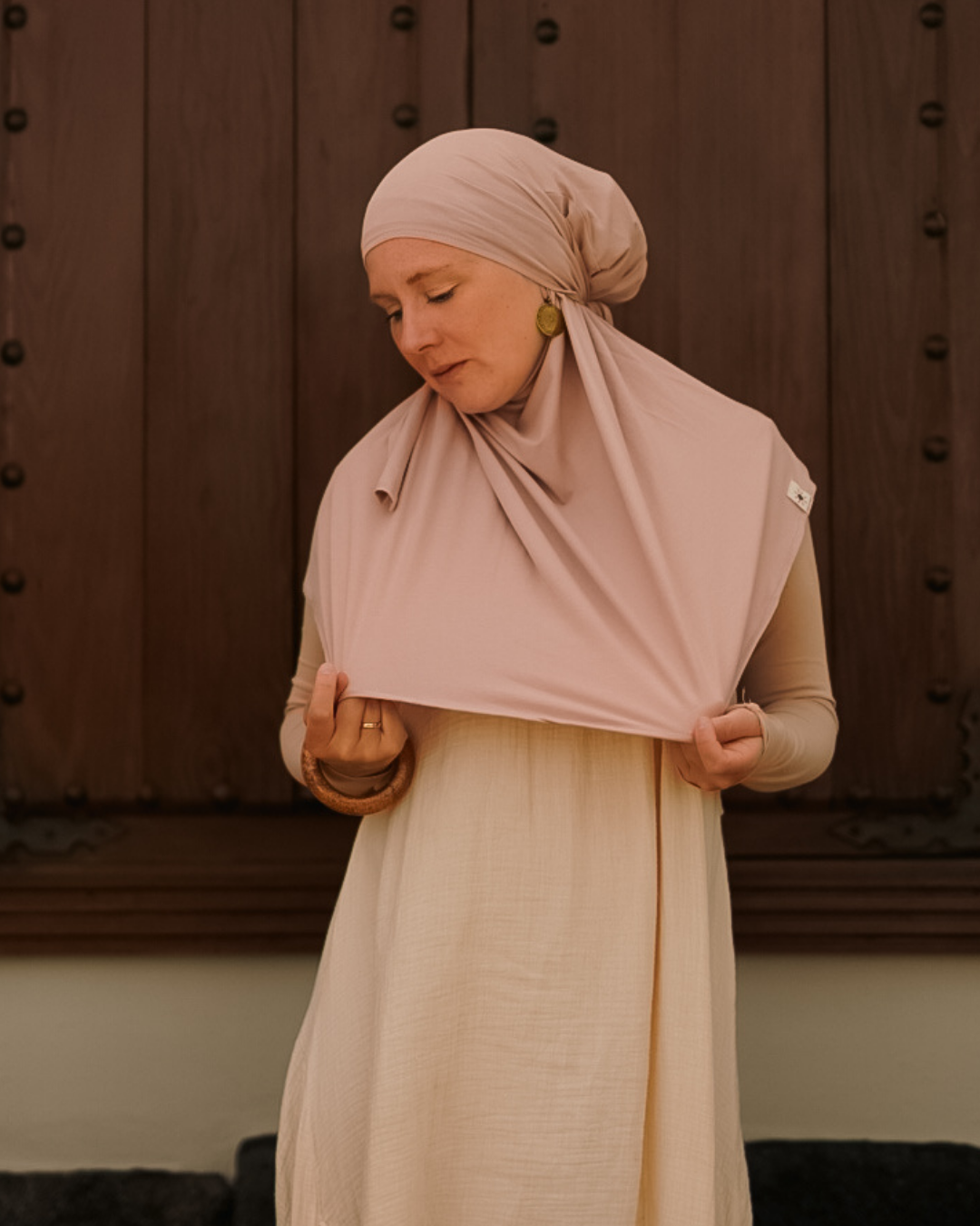 Mini Jersey Khimar made from organic cotton (Light Taupe)