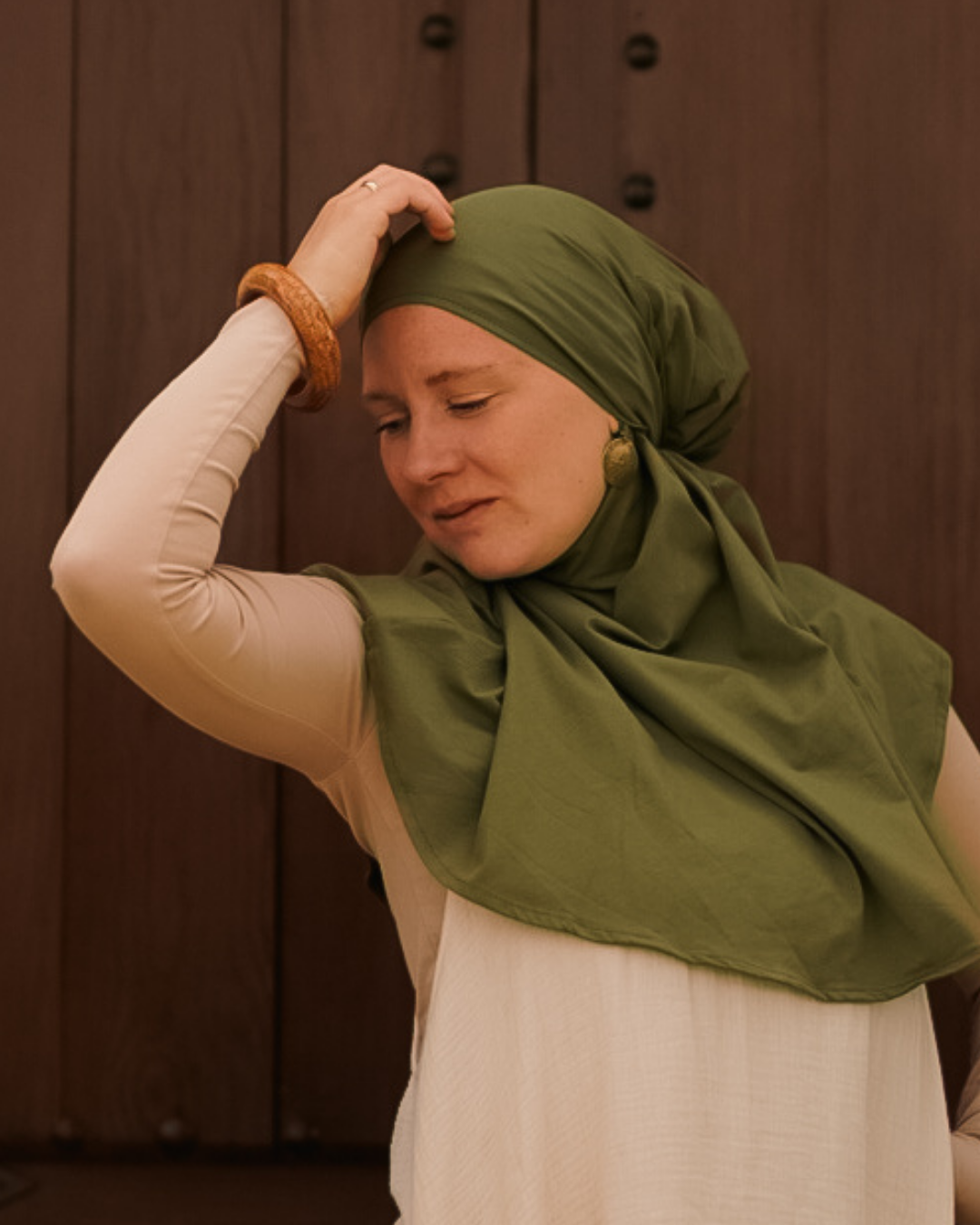 Mini Jersey Khimar made from organic cotton (Olive)
