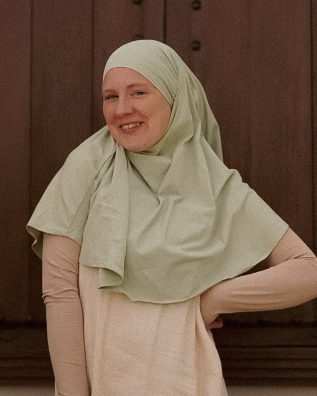 Mini Jersey Khimar made from organic cotton (Sage)