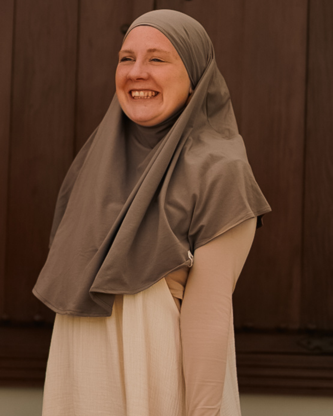 Mini Jersey Khimar made from organic cotton (Walnut)