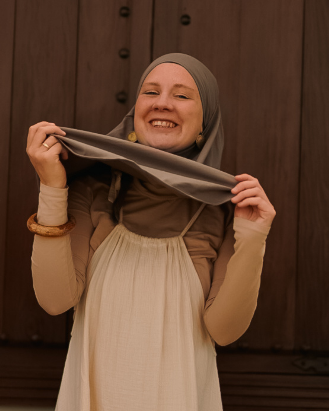 Mini Jersey Khimar made from organic cotton (Walnut)