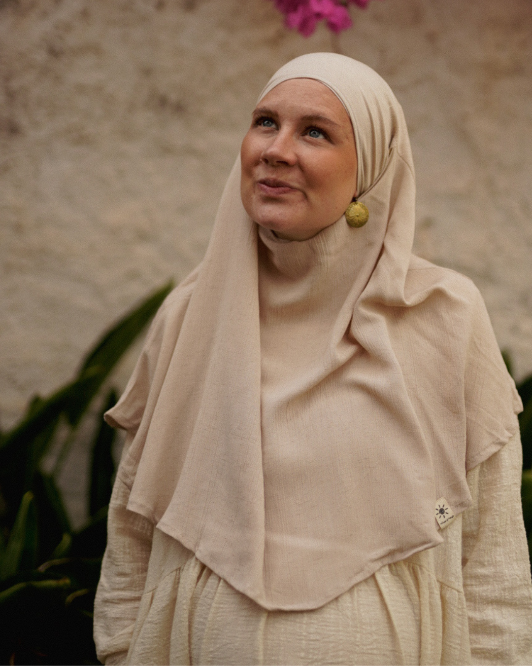 Mini Khimar Sandy aus Viskose und Leinen (Linen Beige)