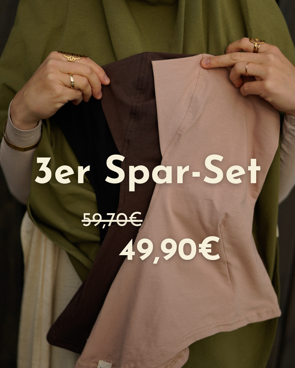 3er Set Ninja Bonnet - Bio-Baumwolle - black, light taupe, chocolate