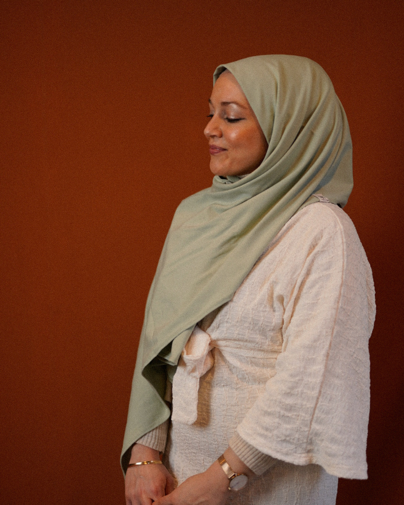 Imperfect Jersey Hijab aus Bio-Baumwolle Sage -"Organica" - 009