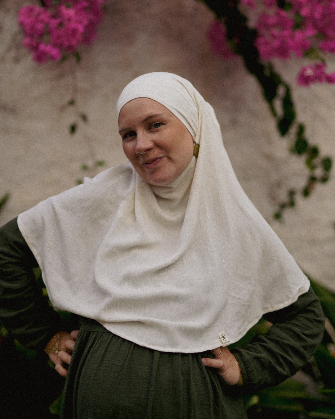 Mini Khimar Sandy aus Viskose und Leinen (Off White)