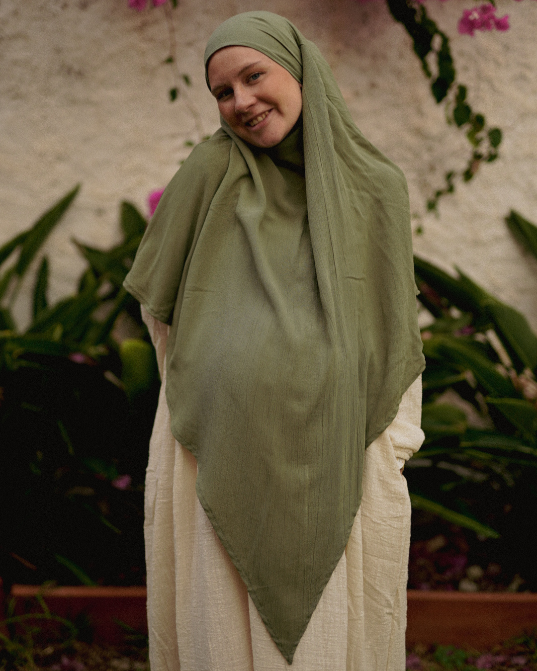 Khimar Sandy aus Viskose und Leinen (Forest Green)