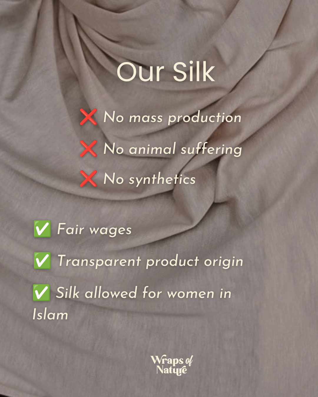 The "Mariposa" Hijab aus Seide und Bio-Baumwolle (Haselnuss)