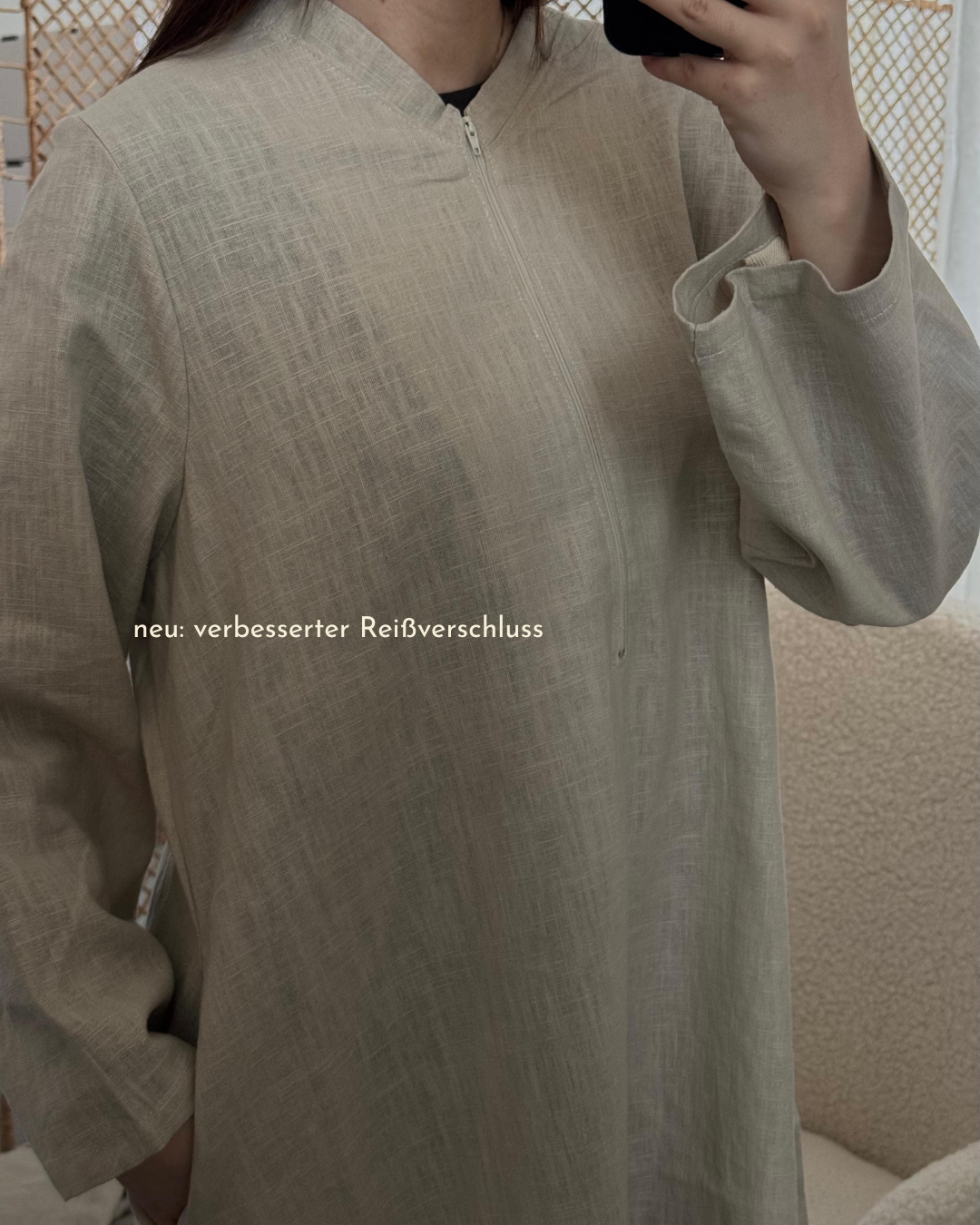 Linen abaya "Alma" with cotton - natural
