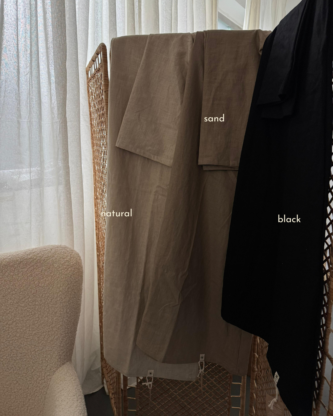 Linen abaya "Alma" with cotton - sand