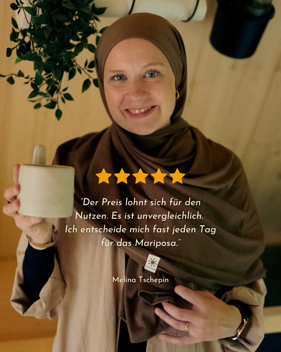 Le hijab « Mariposa » en soie et coton biologique (Chestnut)