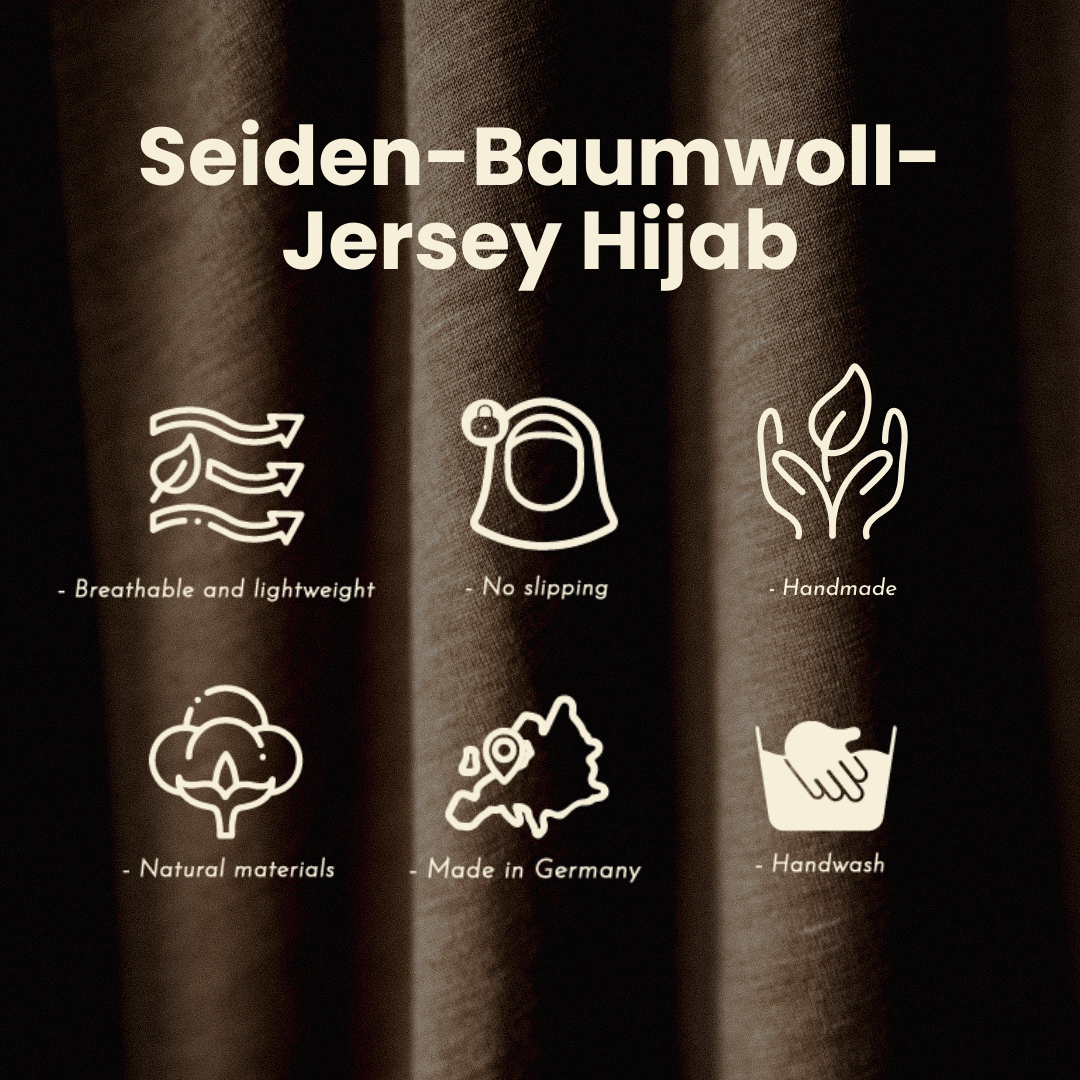 Premium Jersey Hijab "Mariposa" aus Seide und Bio-Baumwolle (Haselnuss)