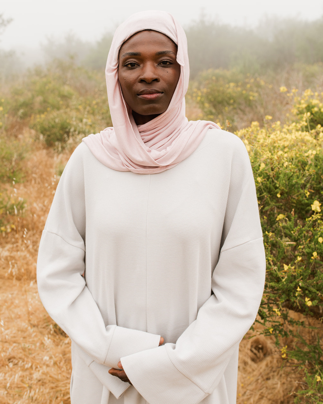 "Laila" Cosy Abaya made from organic cotton (Cloud Dancer)