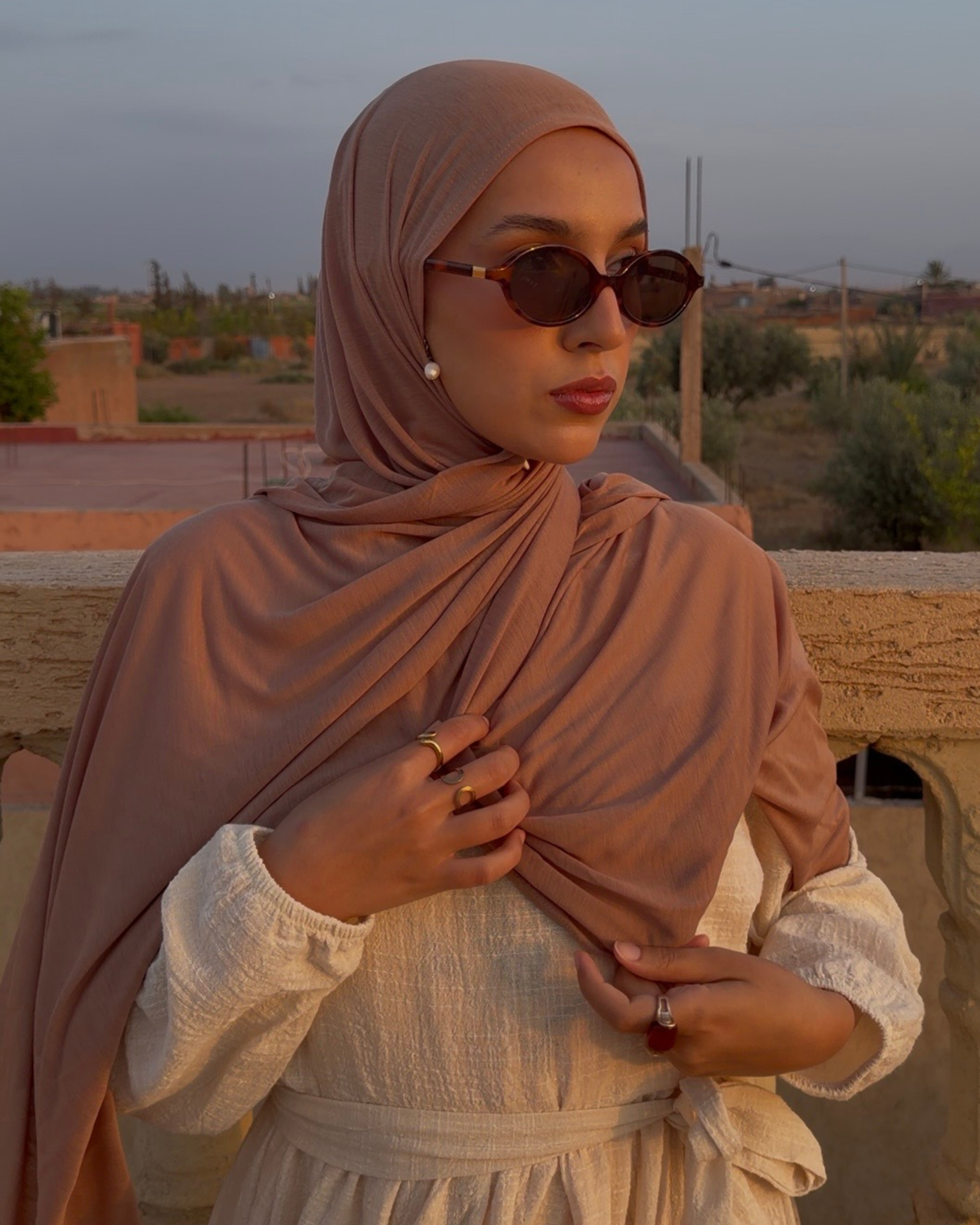 Ultra Light Hijab made of Lyocell & Smartcell "Vayla" (Earth)