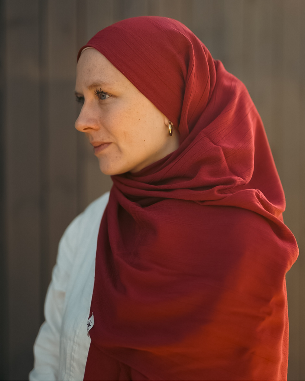 Crinkle Chiffon Hijab aus Viskose und Leinen Ruby - Sandy