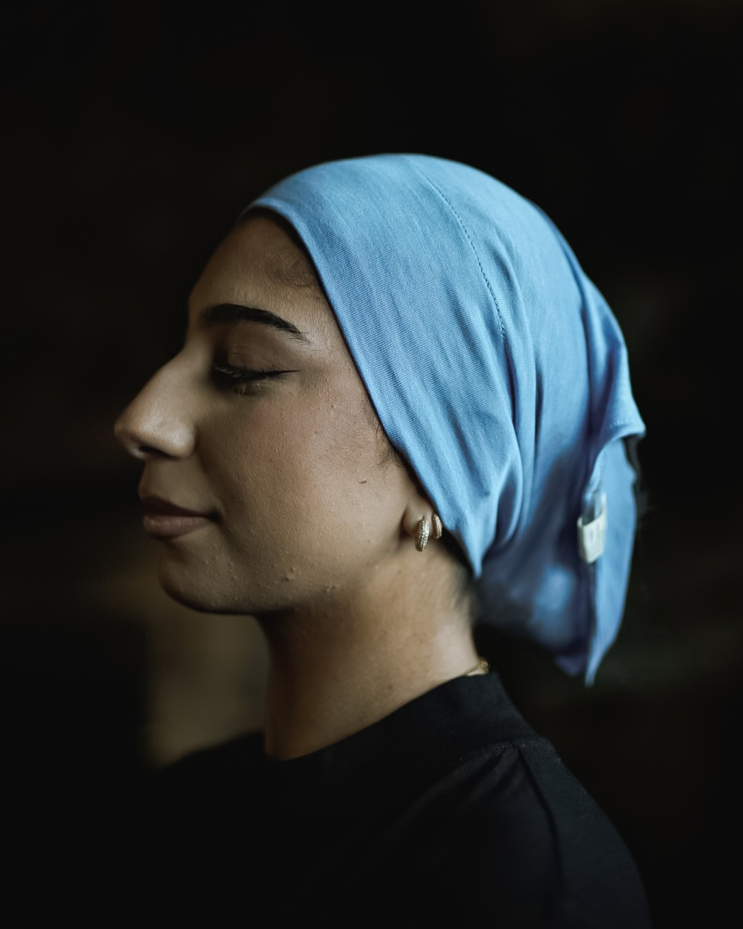 Silk and organic cotton bonnet "Mariposa" (Azzurro)