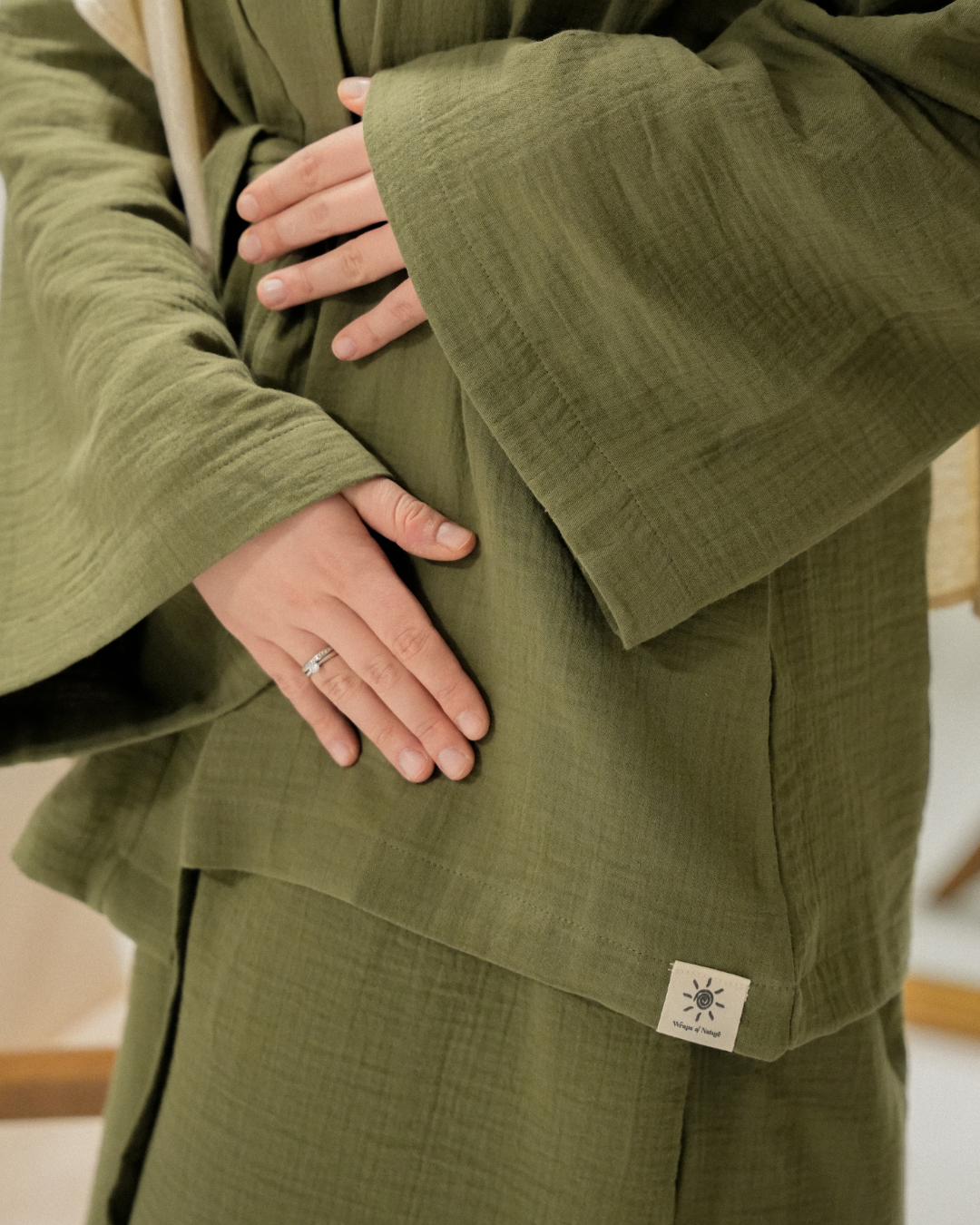 Musselin Zweiteiler "Juniper" aus Bio-Baumwolle (Dusty Olive)