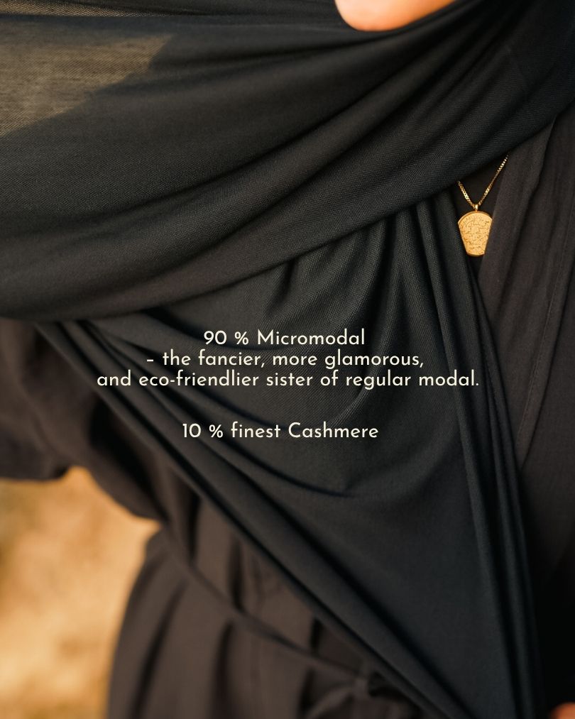 Bio-Hijab "Aurela" aus luxuriösem Micromodal und Cashmere (Black)