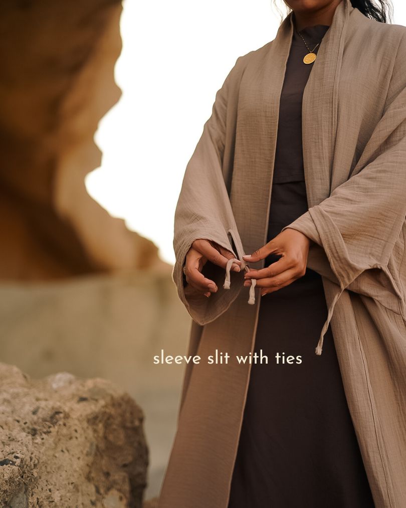 Open Abaya „Jumana“ aus reiner Bio-Baumwolle (Light Brown)