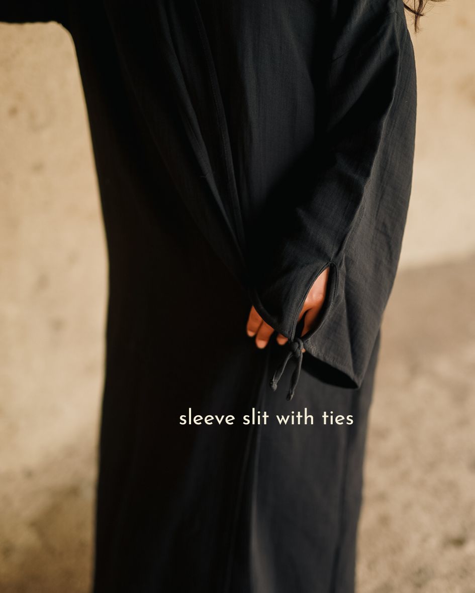 Open Abaya „Jumana“ aus reiner Bio-Baumwolle (Black)