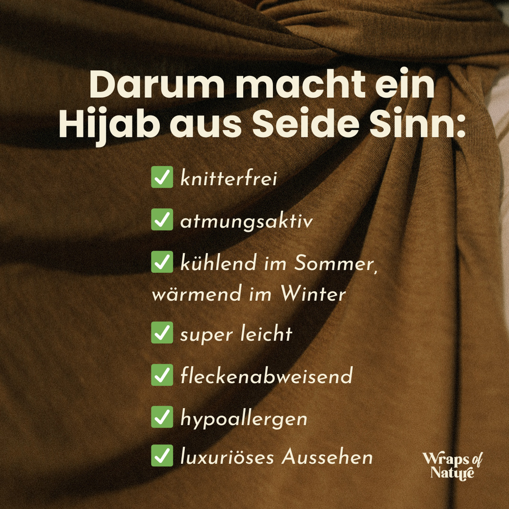 Premium jersey hijab made of silk and organic cotton hazelnut - "Mariposa"