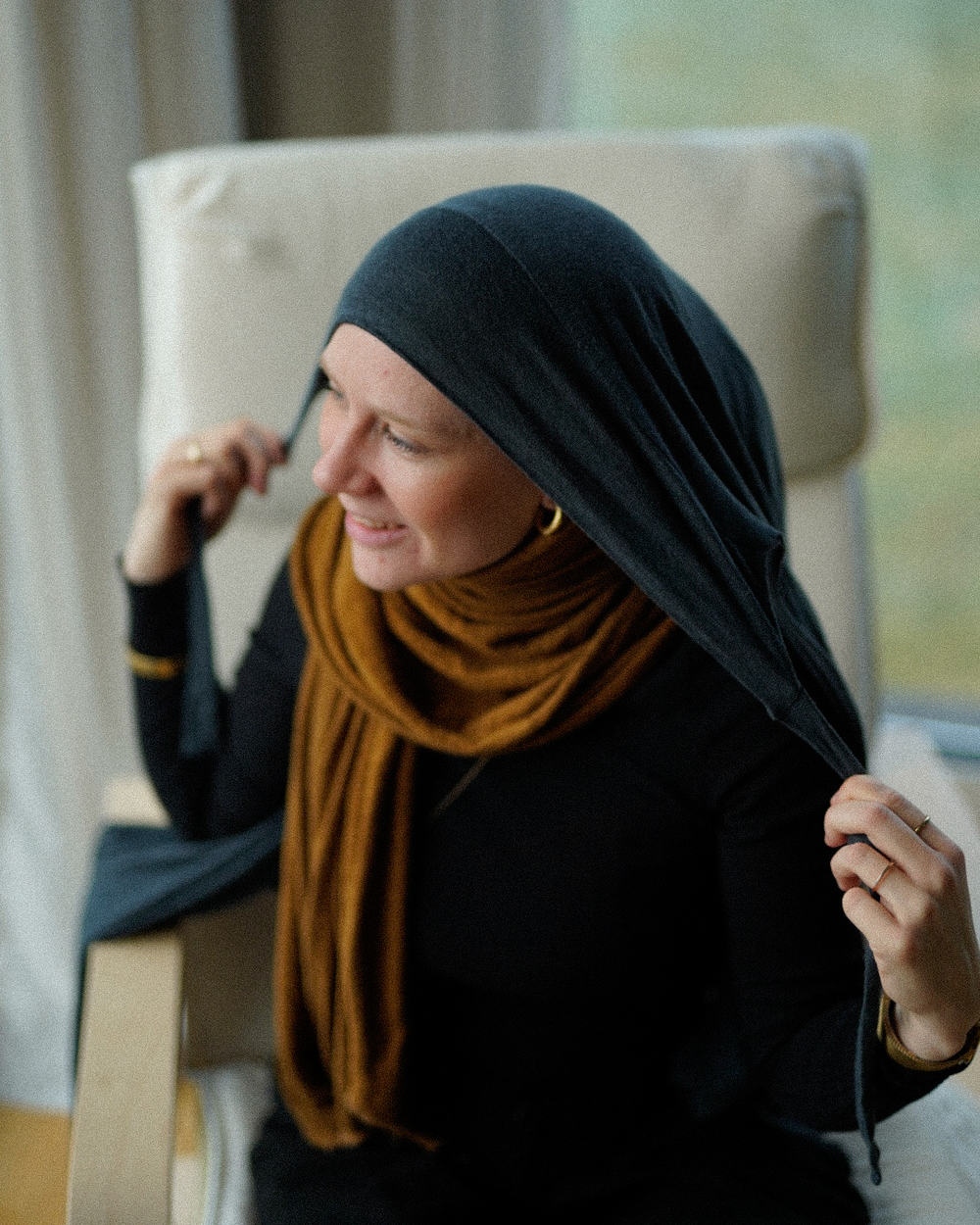 Instant Hijab "Leena" - 100% Leinen Stone