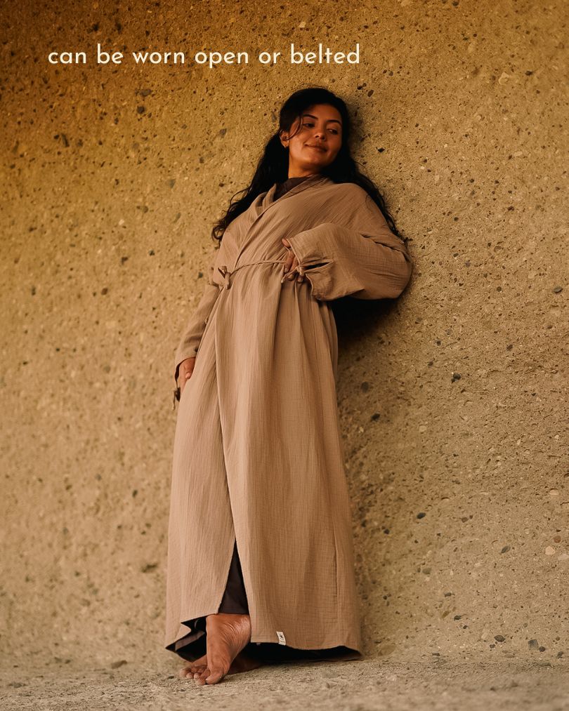 Open Abaya „Jumana“ aus reiner Bio-Baumwolle (Light Brown)