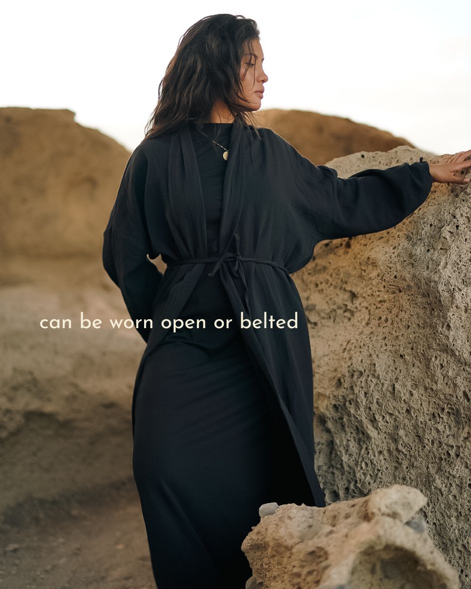 Open Abaya „Jumana“ aus reiner Bio-Baumwolle (Black)