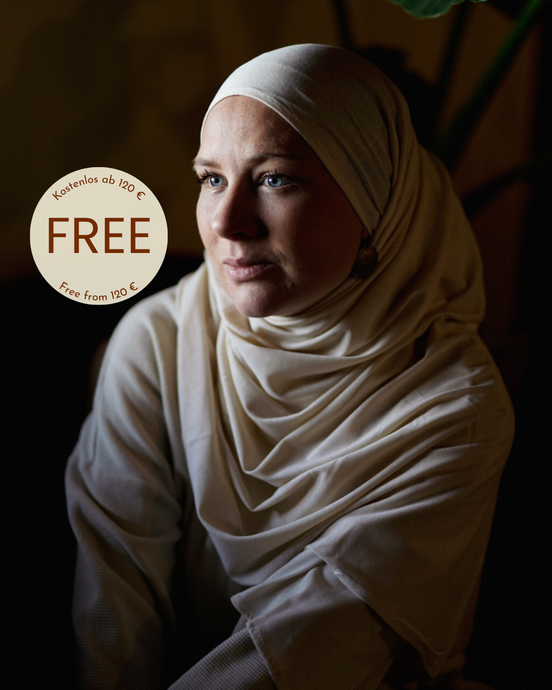 Lightweight jersey hijab "Hava" made from 100% organic cotton (marzipan)
