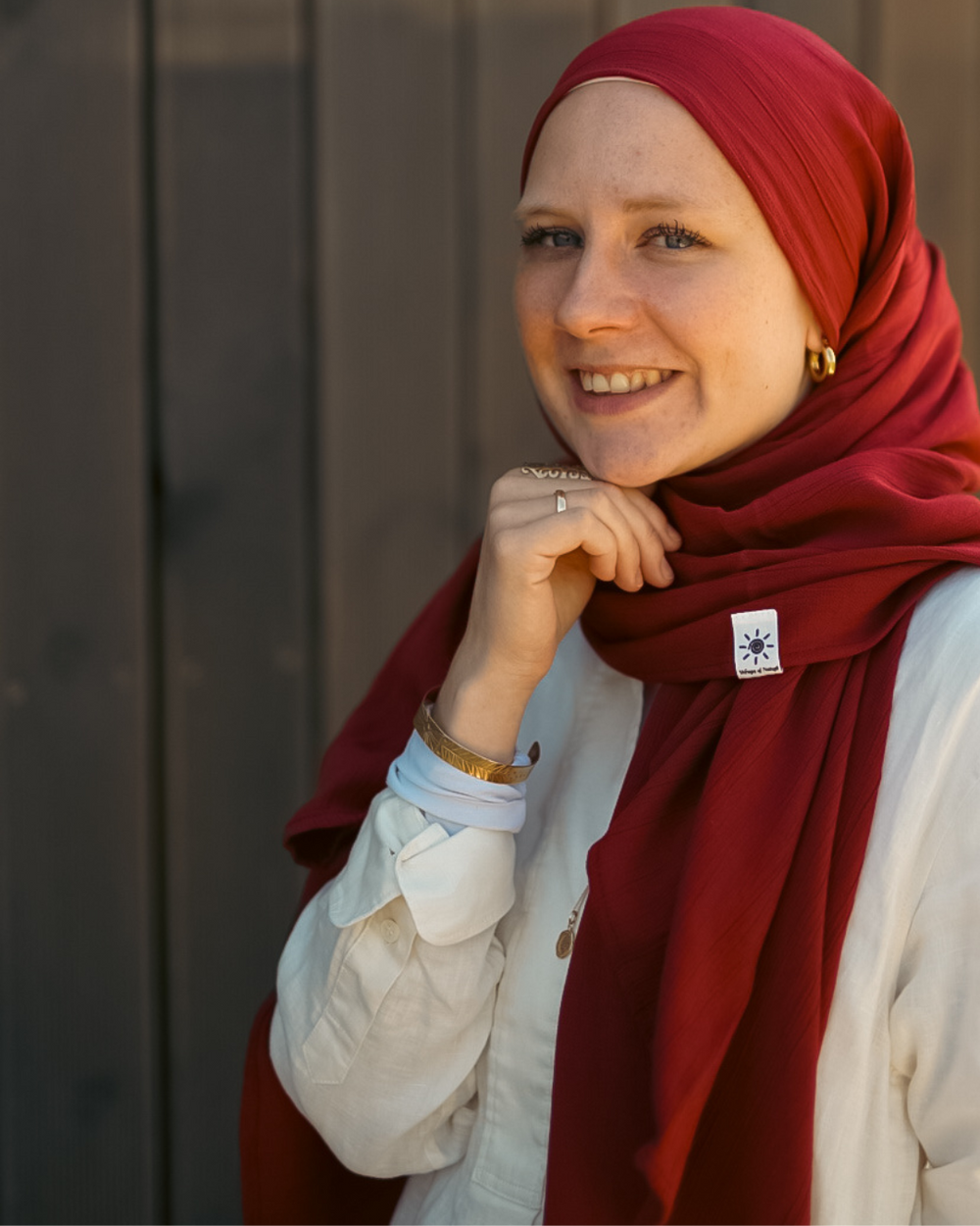 Crinkle Chiffon Hijab aus Viskose und Leinen Ruby - Sandy