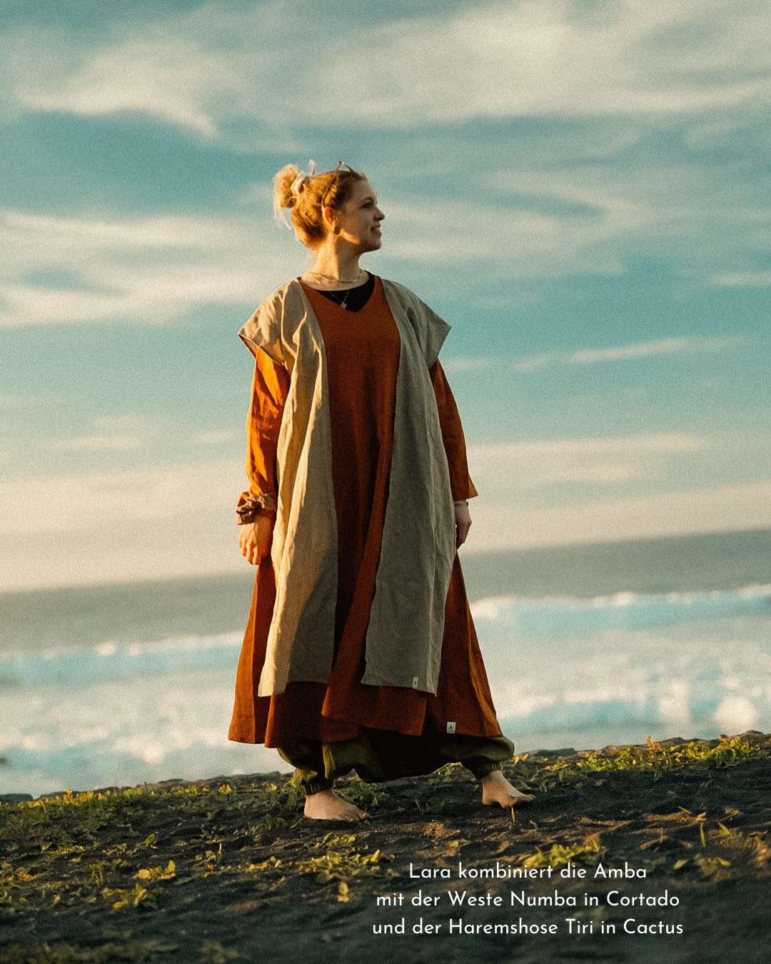 Tunikakleid aus Leinen & Baumwolle "Amba" (Sunset)