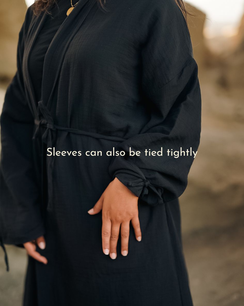 Open Abaya „Jumana“ aus reiner Bio-Baumwolle (Black)