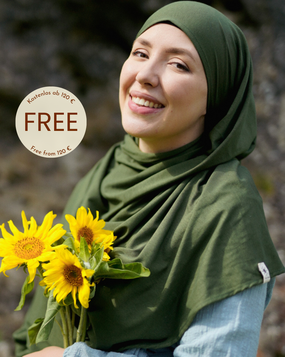 Hijab "Hava" en jersey léger 100% coton bio (Twilight Green)