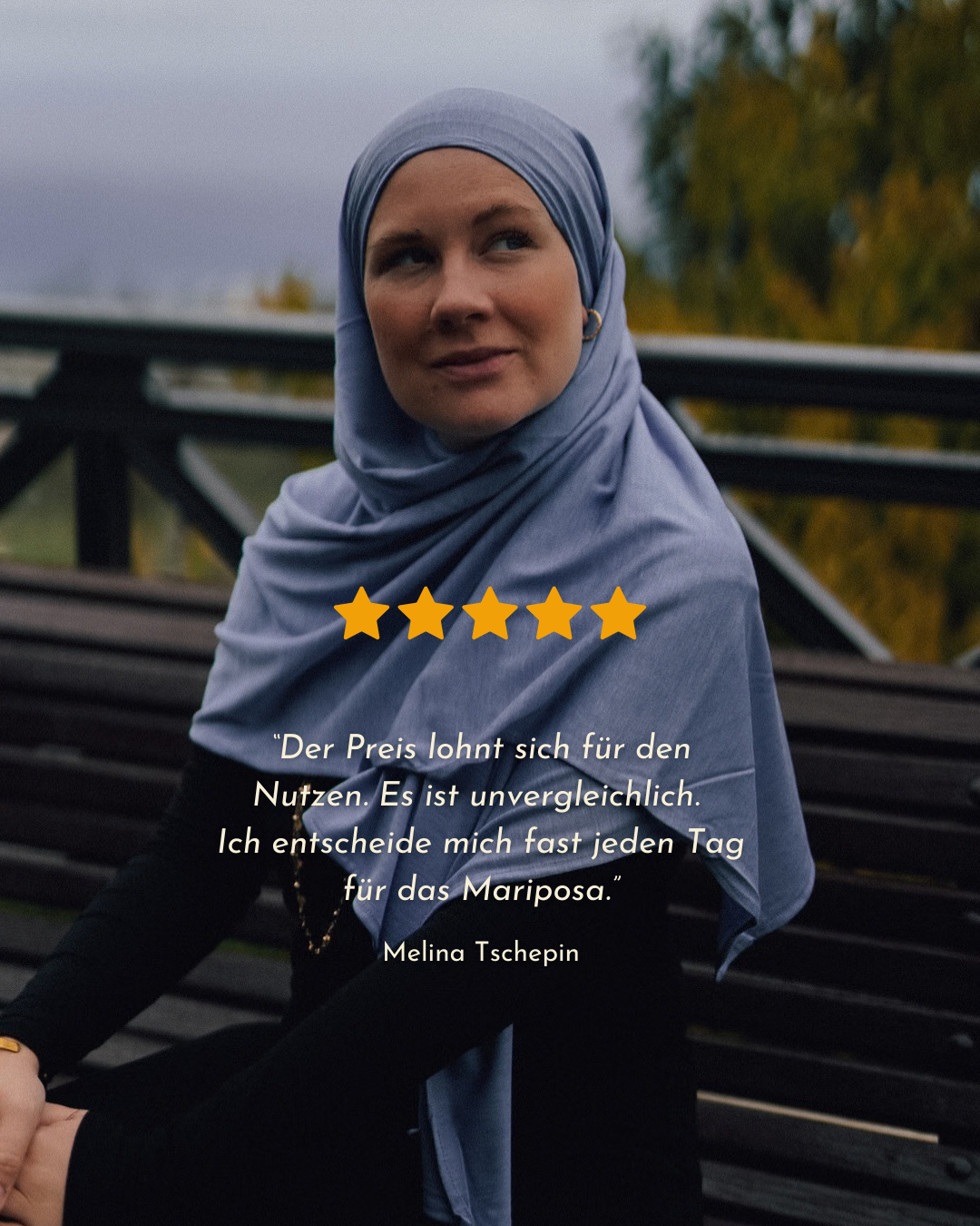 Hijab Premium Jersey « Mariposa » en soie et coton biologique (Azzurro)