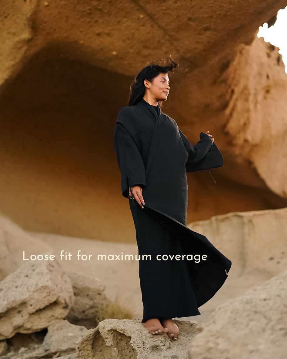 Open Abaya „Jumana“ aus reiner Bio-Baumwolle (Black)